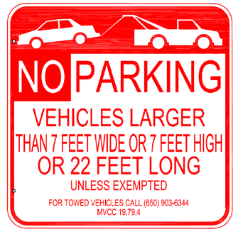 No Parking Oversized Vehicle sign