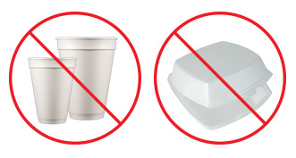 Foam food containers crossed out