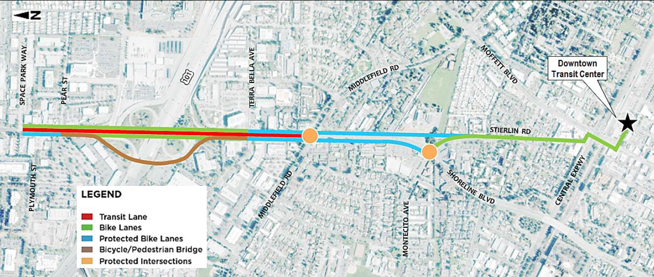 Shoreline Boulevard Transit Lane and Utility Improvements map