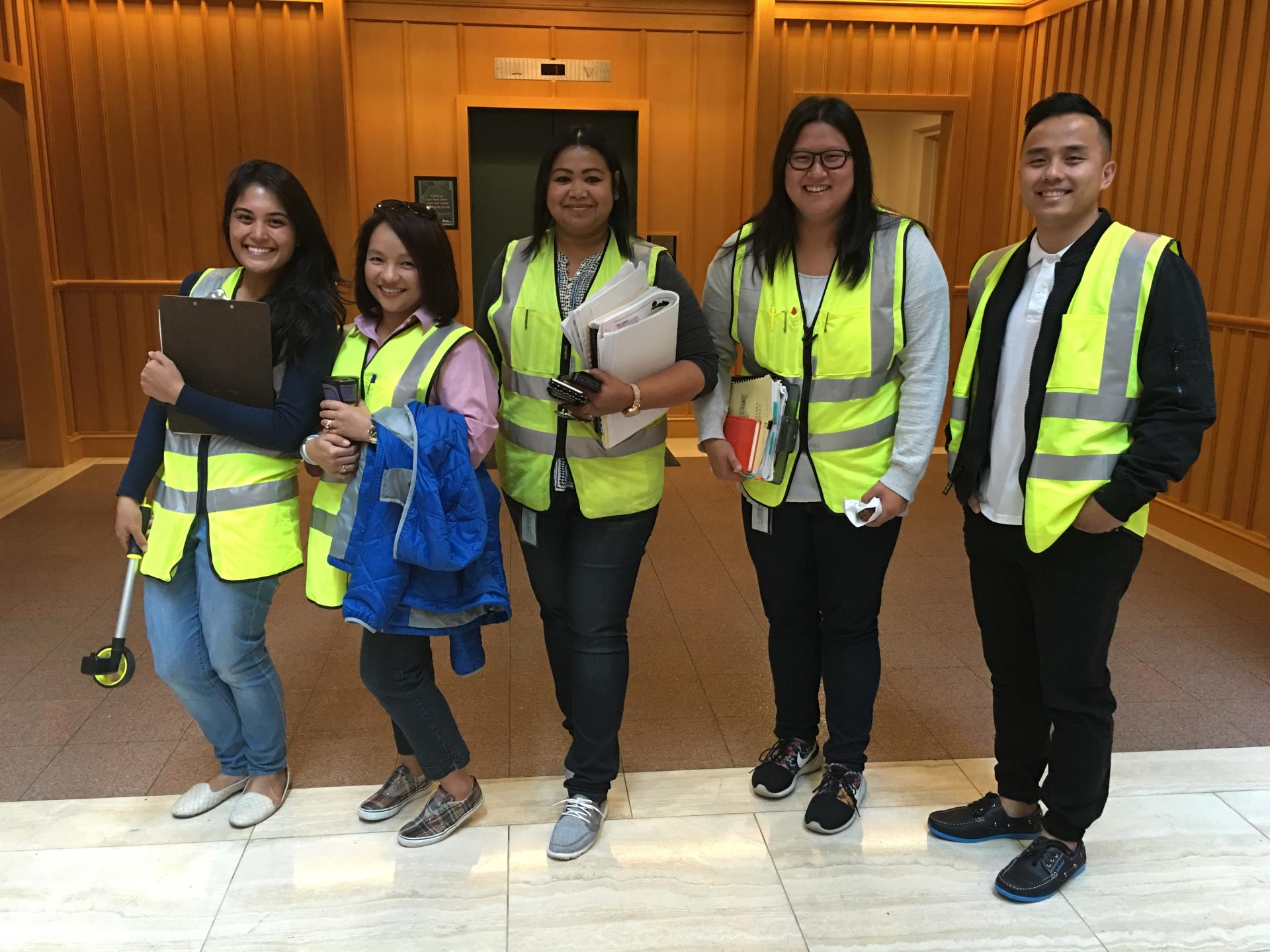 Employees in reflective vests