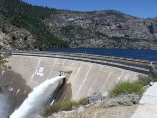 Dam with water pouring out