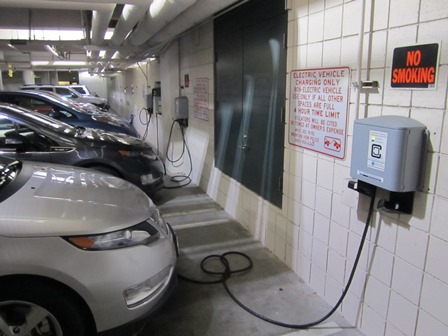 Electric vehicle charging at Civic Center EV Chargers