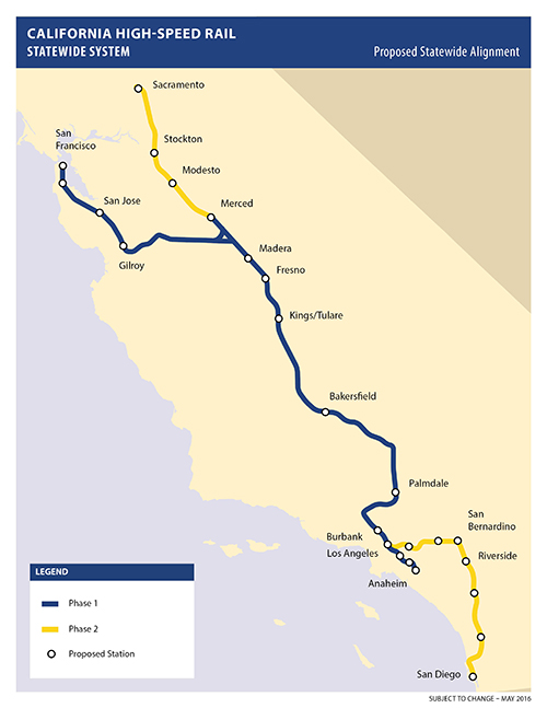 California High-Speed Rail map